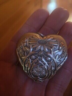 Authenic Tiffany&Co  Antique-Inspired Heart Locket  - Silver Tone